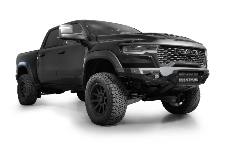 Rugged and stylish, the ADD F630012140103 Bomber front bumper upgrades your 2025 Ram 1500 RHO with heavy-duty protection and off-road performance