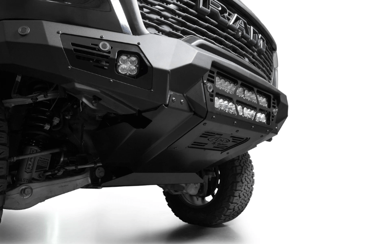Rugged and stylish, the ADD F630012140103 Bomber front bumper upgrades your 2025 Ram 1500 RHO with heavy-duty protection and off-road performance
