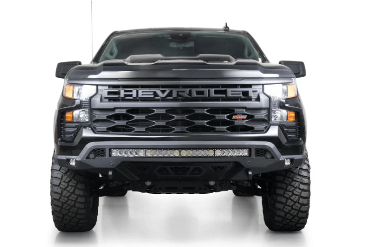 ADD Stealth Fighter front bumper F140152980103 for 2022–2026 Chevy Silverado 1500, heavy-duty aftermarket steel protection.