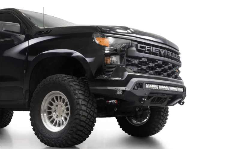 ADD Stealth Fighter front bumper F140152980103 for 2022–2026 Chevy Silverado 1500, heavy-duty aftermarket steel protection.