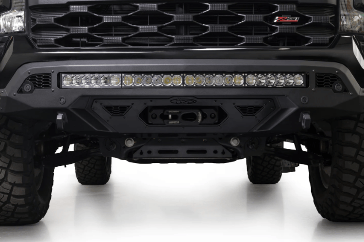 ADD Stealth Fighter front bumper F140152980103 for 2022–2026 Chevy Silverado 1500, heavy-duty aftermarket steel protection.