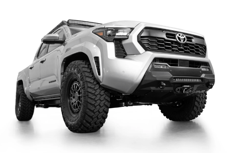 ADD stealth front skid plate installed on a 2024+ Toyota Tacoma for off-road underbody protection