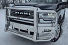 Heavy-duty Ali Arc Classic Dodge Ram 2500/3500 2019-2026 Front Bumper Rectangle Fog Light Cut Outs and Sensor with Rake DGR101LS