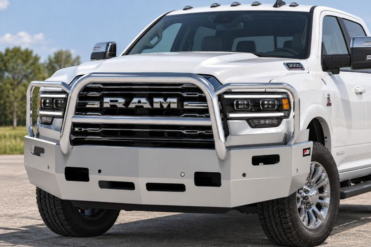 Ali Arc front bumper Guardian DGG103LS aluminum truck bumper with LED light cutouts and sensor for Ram 2500-3500