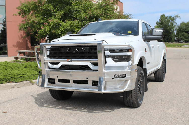Ali Arc Sentinel DGH103 aluminum front bumper for Ram trucks with heavy-duty aluminum truck bumper design.
