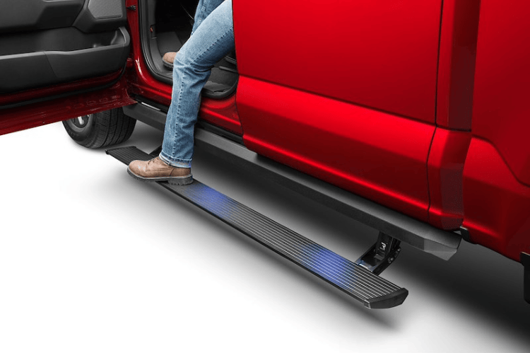 AMP Research PowerStep XL 77255-01A for 2022–2026 Chevy Silverado 1500, power running boards with extra drop step.
