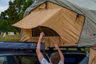 ARB Simpson III rooftop tent with annex 803804 mounted on a truck, featuring a spacious overland shelter