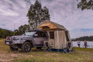 ARB Simpson III rooftop tent with annex 803804 mounted on a truck, featuring a spacious overland shelter