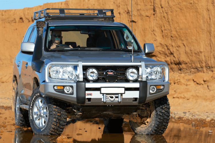 ARB 3415120B Toyota Land Cruiser 2008-2011 Deluxe Front Bumper 200 Series Winch Ready with Grille Guard, Black Powder Coat Finish