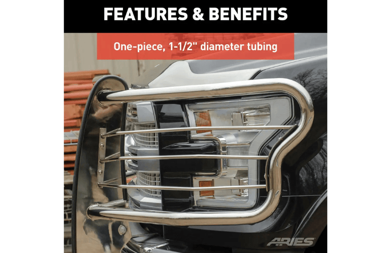 Aries 5061-2 grille guard for 2019–2026 Ram 1500, polished stainless steel finish for ultimate front-end protection.