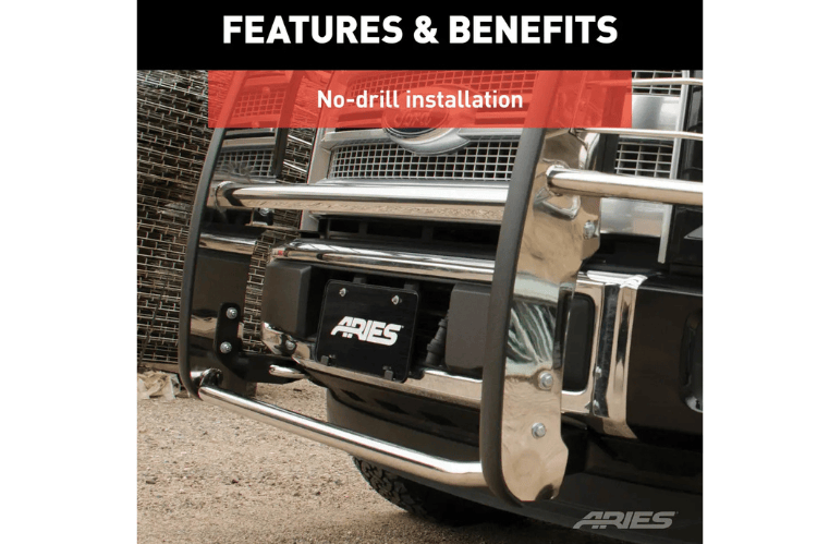 Aries 5061-2 grille guard for 2019–2026 Ram 1500, polished stainless steel finish for ultimate front-end protection.