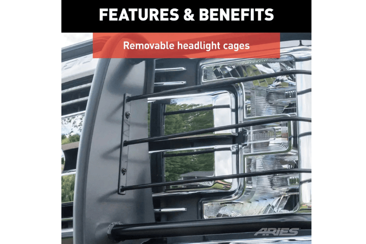 Aries Grille Guard 5061 for 2019–2026 Ram 1500, semi-gloss black powder coat steel finish, offering rugged front protection.