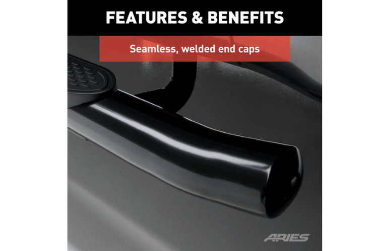 Aries 4-inch oval side bars S225008 black steel for 2002–2008 Dodge Ram 1500, durable nerf bars for rugged side protection.