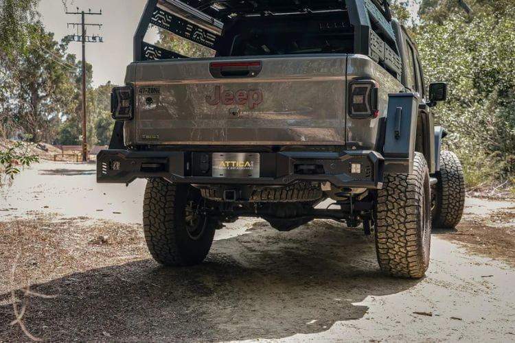 Attica 4x4 Frontier Series heavy duty rear bumper ATTJT01B103-BX for 2020–2026 Jeep Gladiator JT with rugged styling