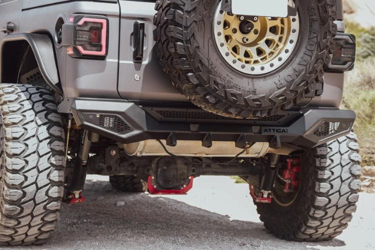 Attica 4x4 Terra Series steel rear bumper ATTJL01B111-BX for 2018–2026 Jeep Wrangler JL with a rugged aftermarket design