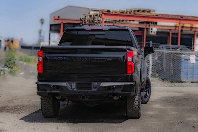 Attica 4x4 Terra Series rear bumper ATTSL01B103-BX for 2019–2026 Chevy Silverado 1500 with steel construction and rugged styling
