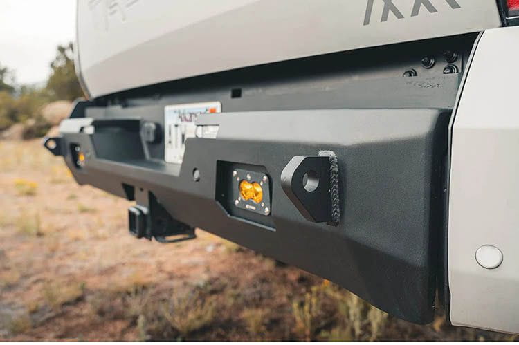 Backwoods BWTU3R-9755 rear bumper for Toyota Tundra 2022+, heavy duty steel offroad rear bumper upgrade.