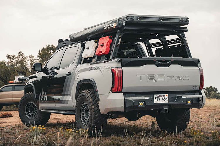 Backwoods BWTU3R-9755 rear bumper for Toyota Tundra 2022+, heavy duty steel offroad rear bumper upgrade.