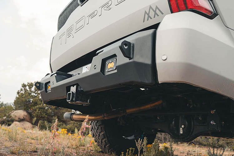 Backwoods BWTU3R-9755 rear bumper for Toyota Tundra 2022+, heavy duty steel offroad rear bumper upgrade.