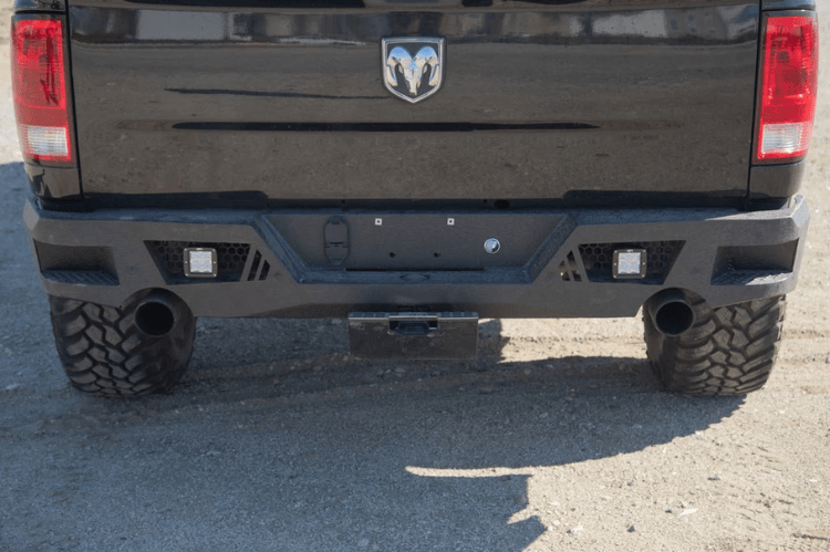 TFAuto Black Steel Rear Step Bumper For 2009-2018 Dodge Ram 1500 & 2019 Classic – Dual Exhaust Cutouts, No Park Sensors