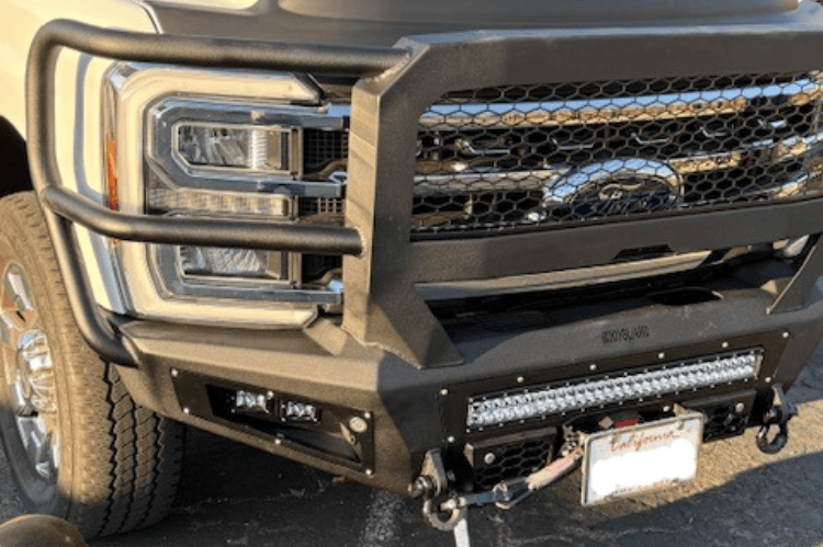 Front view of a Bodyguard A2 Extreme winch-ready front bumper for 2023-2026 Ford F250/F350 Superduty