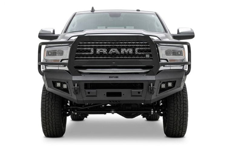 Bodyguard A2 Extreme front bumper CER19BYBMH for 2019–2026 Ram 2500/3500, bare metal finish, parking sensor cutouts, includes camera relocation harness