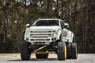 aftermarket front bumper NAF23DNBNN installed on a 2023–2026 Ford F450 F550 Super Duty truck for rugged front end protection