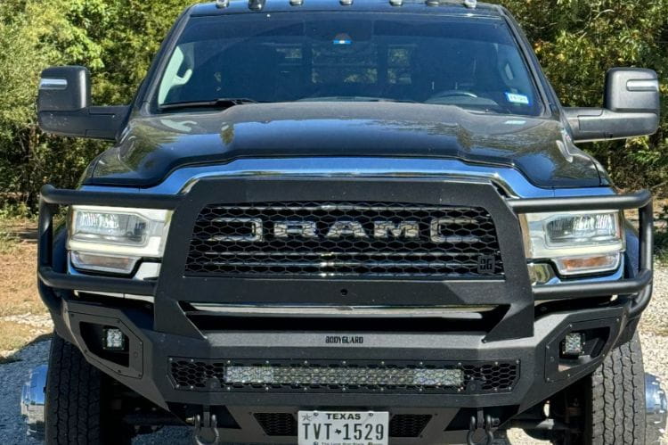 Bodyguard Freedom Extreme front bumper NER19BNBMH for 2019–2026 Ram 2500/3500, bare metal with camera harness
