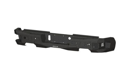Bodyguard Freedom Series rear bumper MGC19AYB for 2019–2026 Chevy Silverado 1500, bare metal finish with parking sensor cutouts