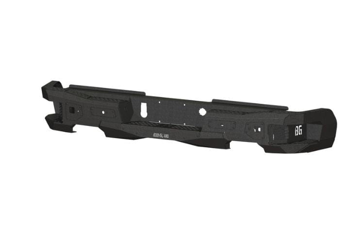 Bodyguard Freedom Series rear bumper MGC19AYB for 2019–2026 Chevy Silverado 1500, bare metal finish with parking sensor cutouts