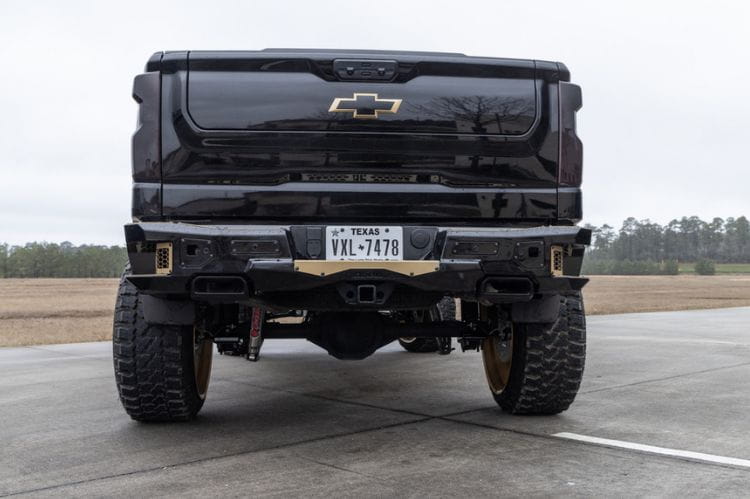 Bodyguard Freedom Series rear bumper MGC19AYB for 2019–2026 Chevy Silverado 1500, bare metal finish with parking sensor cutouts