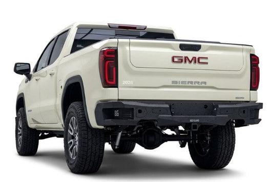 Bodyguard Freedom Series rear bumper MGC19AYT for 2019–2026 GMC Sierra 1500, textured black with parking sensor cutouts