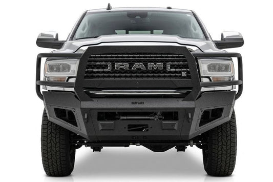 Bodyguard A2 Extreme front bumper CER19BNBMH for 2019–2026 Ram 2500/3500, bare metal, no sensor cutouts, includes camera harness2 files