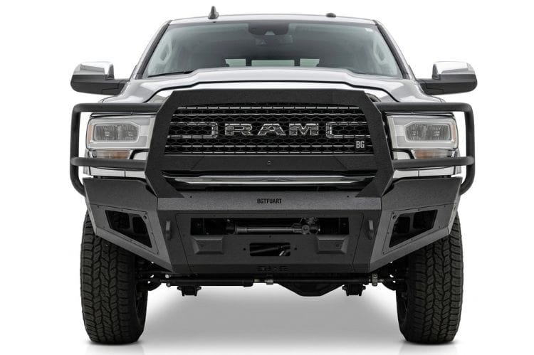 Bodyguard A2 Extreme front bumper CER19BNBMH for 2019–2026 Ram 2500/3500, bare metal, no sensor cutouts, includes camera harness2 files
