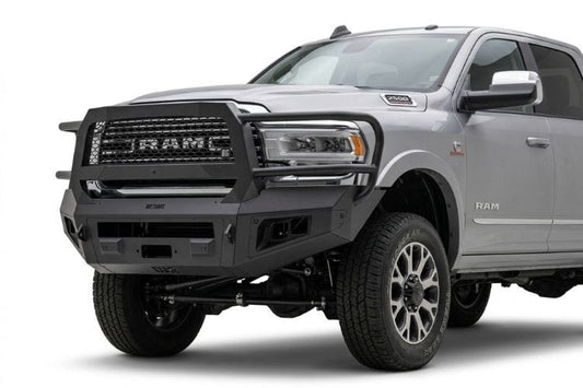 Bodyguard A2 Extreme front bumper CER19BNTMH for 2019–2026 Ram 2500/3500, textured black, no sensor cutouts, camera harness