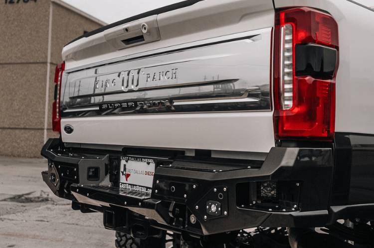 Bodyguard steel rear bumper truck back bumper for Ford Super Duty F450 with parking sensor cutouts