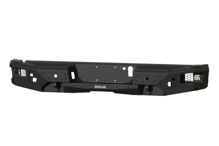 Bodyguard rear bumper MGF24AYT-6 for Ford F150 with 6 sensor cutouts in textured black