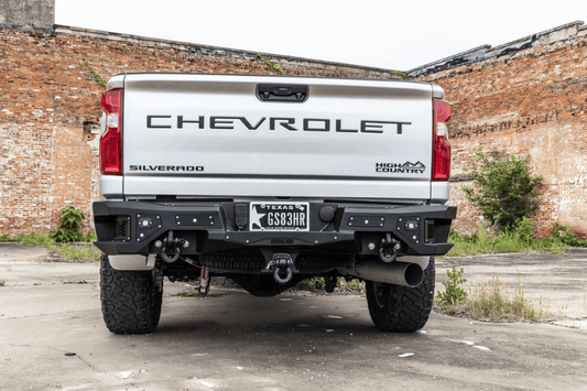 Steel rear bumper replacement custom truck bumper for GMC Sierra HD in bare metal
