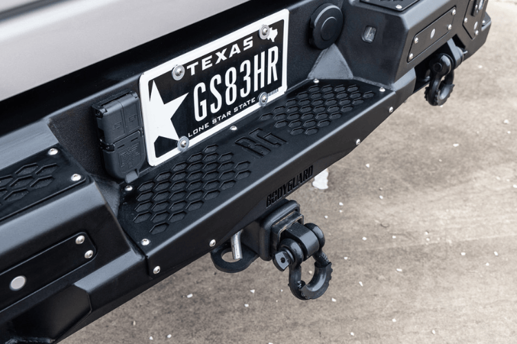 Steel rear bumper replacement custom truck bumper for GMC Sierra HD in bare metal