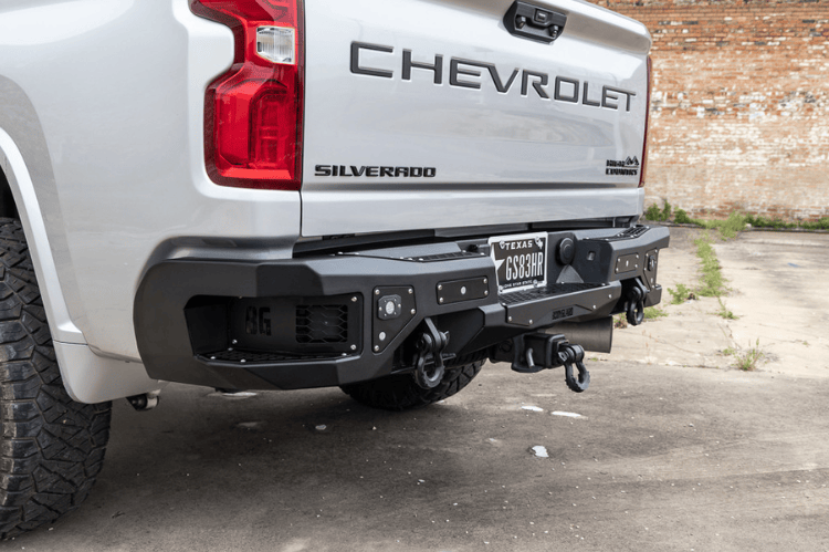 Steel rear bumper replacement custom truck bumper for GMC Sierra HD in bare metal