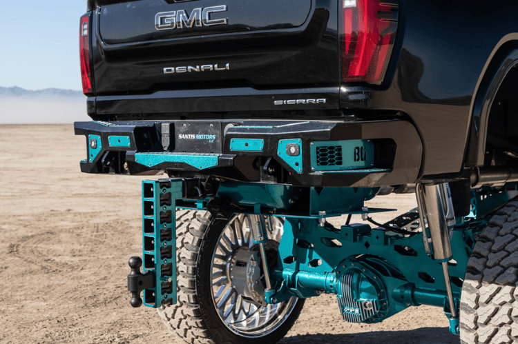 Steel rear bumper replacement custom truck bumper for GMC Sierra HD in bare metal