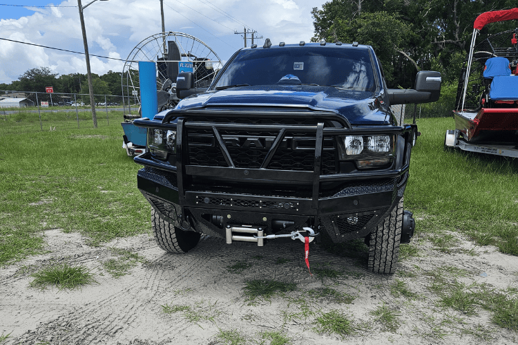 Bodyguard T2 Extreme Front Bumper 2019-2026 Ram 2500/3500 EER19BYRGMH – Gloss Black, Parking Sensor Cutouts, Camera Harness, Skid Plate and Mesh Grill