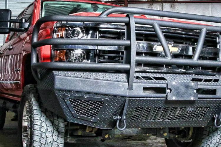 Bodyguard T2 Extreme front bumper EEG24BYWGMH for 2024-2026 GMC Sierra 2500/3500 gloss black no parking sensor cutouts