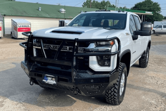 Gloss-black Bodyguard T2 Extreme front bumper for Silverado heavy-duty trucks