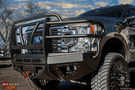 Bodyguard T2 Extreme front bumper for Ford F250/F350 Super Duty with grille guard – premium Bodyguard bumper in gloss black.