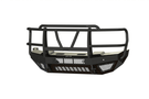 Bodyguard T2 Extreme front bumper guard for Ford Super Duty F450/F550, texture black finish with mesh grill, sensor cutouts, and winch mount skid plate.