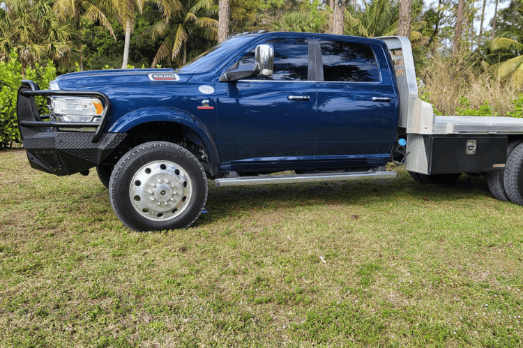 Bodyguard T2 Extreme textured front bumper for 2019-2026 Ram 4500/5500 with grill mesh and receiver skid plate