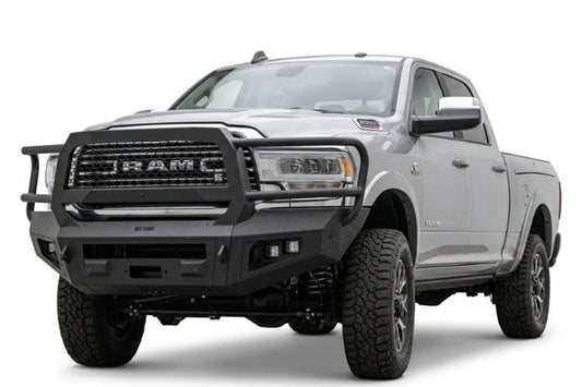 Bodyguard A2 Extreme truck front bumper CER19BYTMH for 2019–2026 Ram 2500/3500, textured black with sensor cutouts and camera harness
