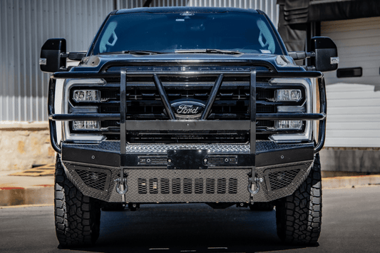 Bodyguard front bumper for Ford Super Duty truck with heavy duty T2 Extreme design.