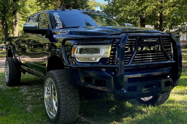 Chassis Unlimited Attitude CUB980321BG aftermarket front bumper with guard for 2019–2025 Ram 2500/3500, textured black finish